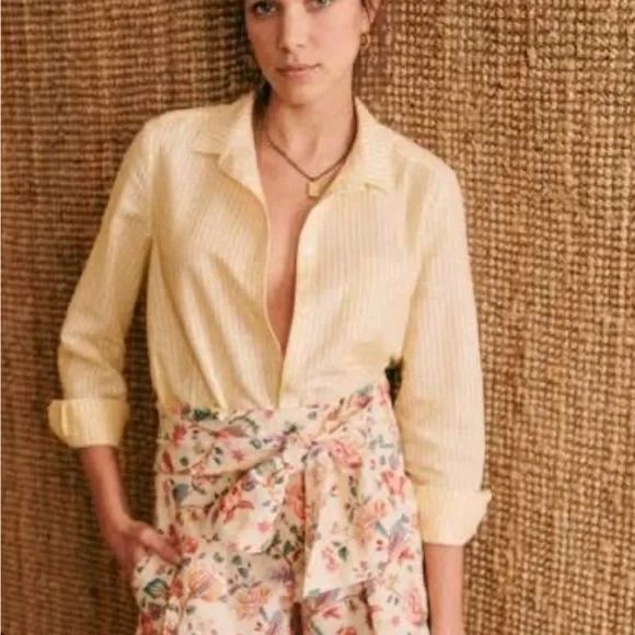 Sezane Tomboy Yellow Striped Skirt - Picture 1 of 7